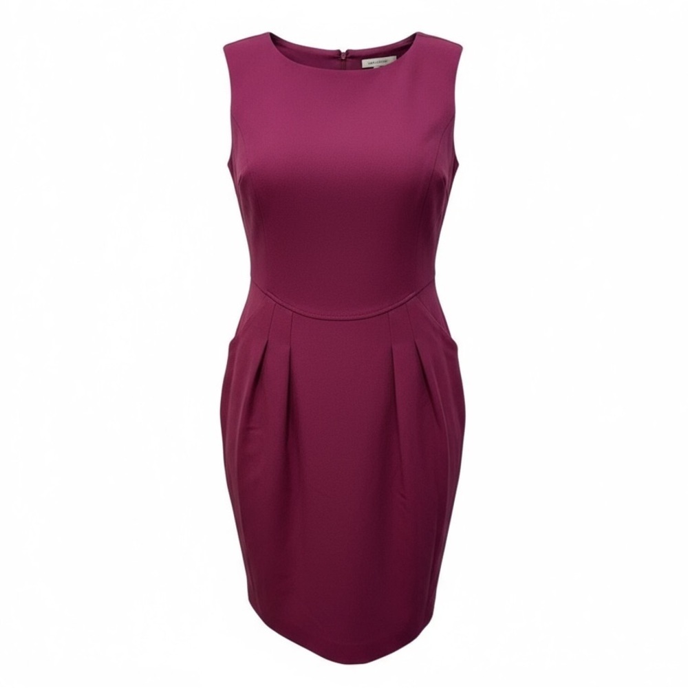 Magaschoni Size 4 Fuchsia Pink Wool Sheath Dress R $348 - Picture 2 of 14